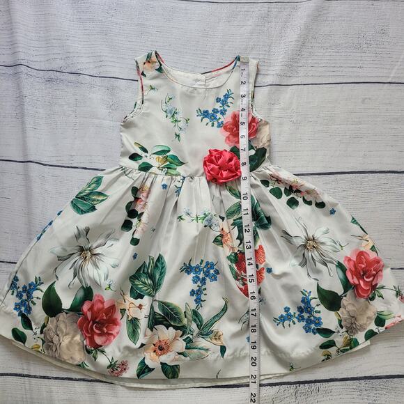 Pippa & Julie Size 3T Floral Off-White Lined Party Dress Flower Sleeveless Twee - Picture 7 of 7